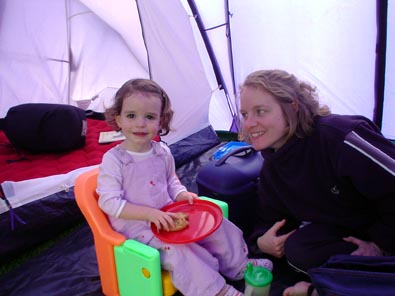 in the tent