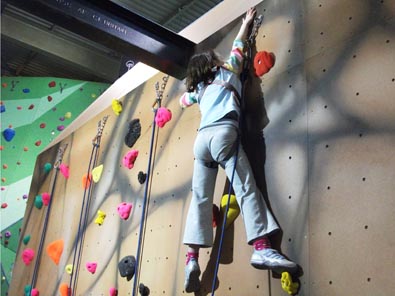 lottie at the climbing wall