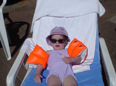 lottie on a sun lounger